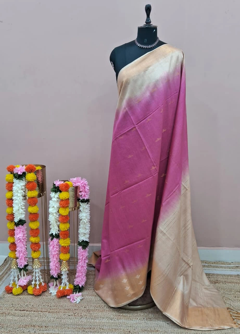 Light Pink Bamboo Silk Saree 