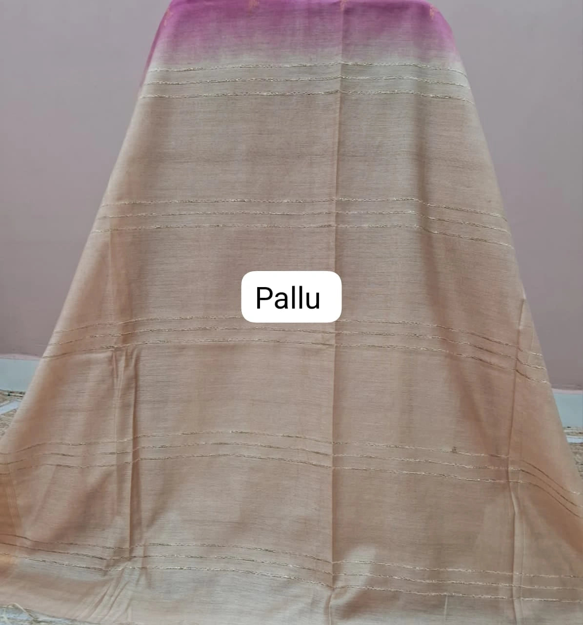 Light Pink Bamboo Silk Saree Pallu
