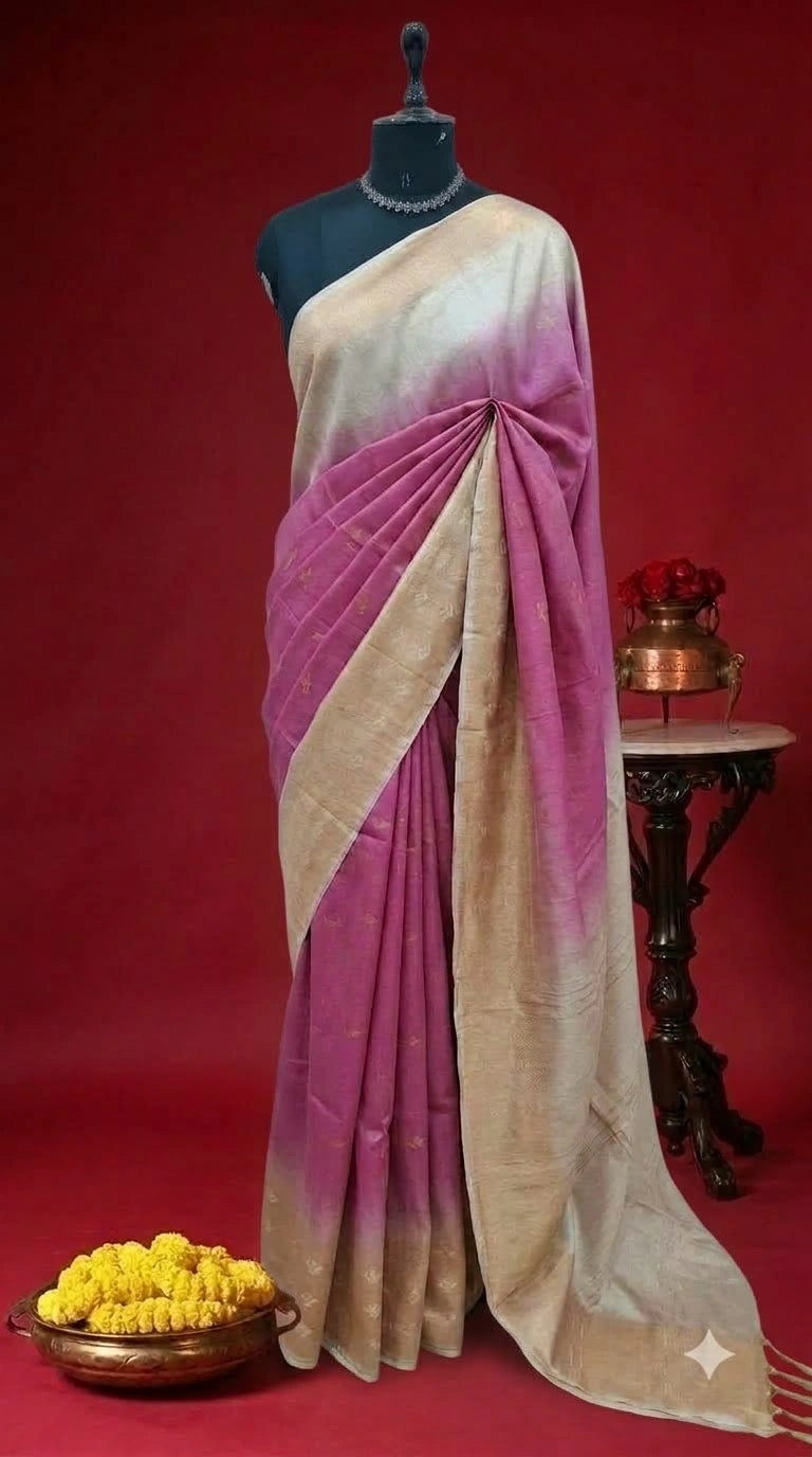 Light Pink Bamboo Silk Saree