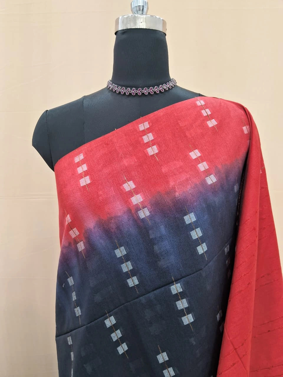 Timeless Chic Dark Blue Bamboo Silk Saree 1