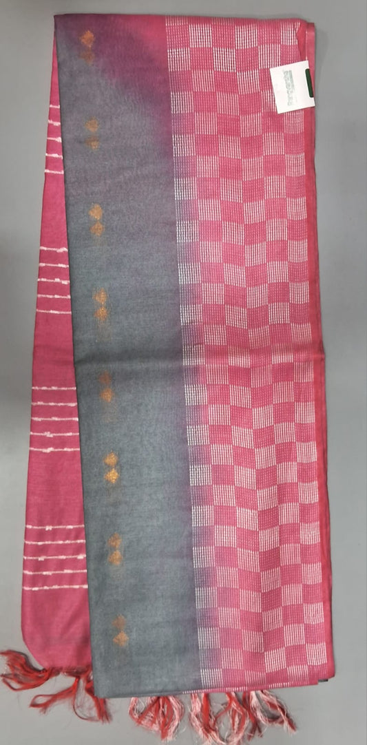 Grey Bamboo Silk Saree