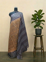 Elegant Dark Brown Bamboo Silk Saree
