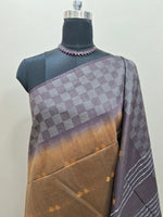 Elegant Dark Brown Bamboo Silk Saree 