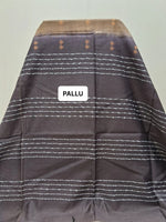 Elegant Dark Brown Bamboo Silk Saree pallu