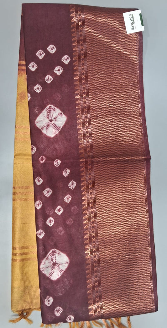 Brown Bamboo Silk Saree