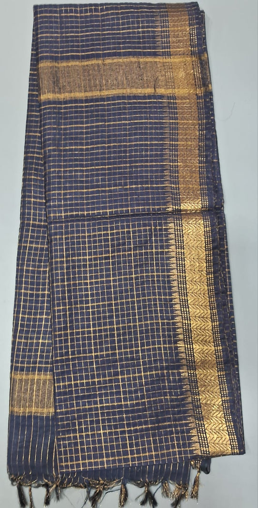 Dark Grey Bamboo Silk Saree