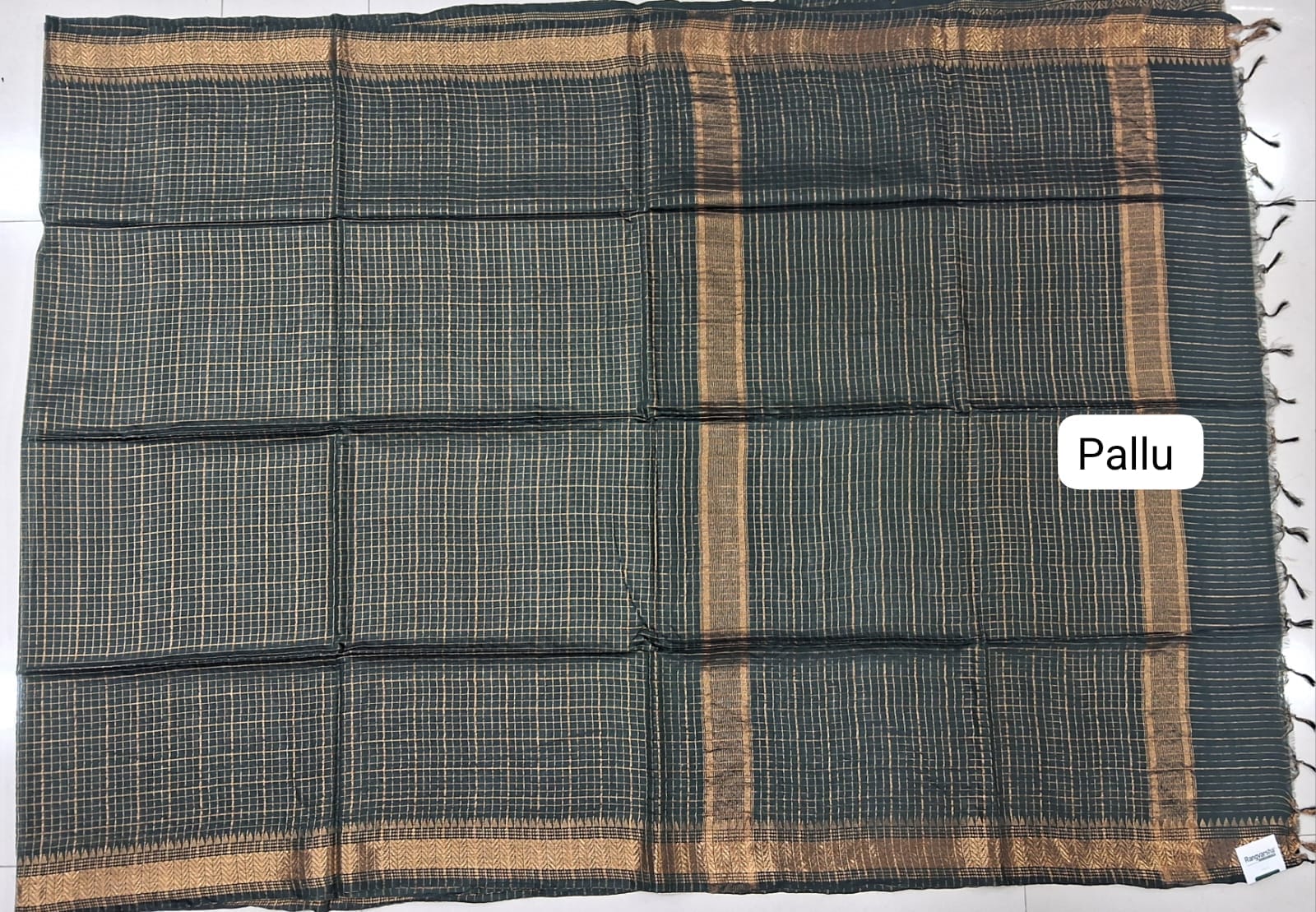 Black Bamboo Silk Saree pallu