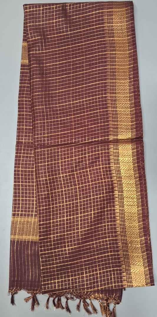 Maroon Bamboo Silk Saree