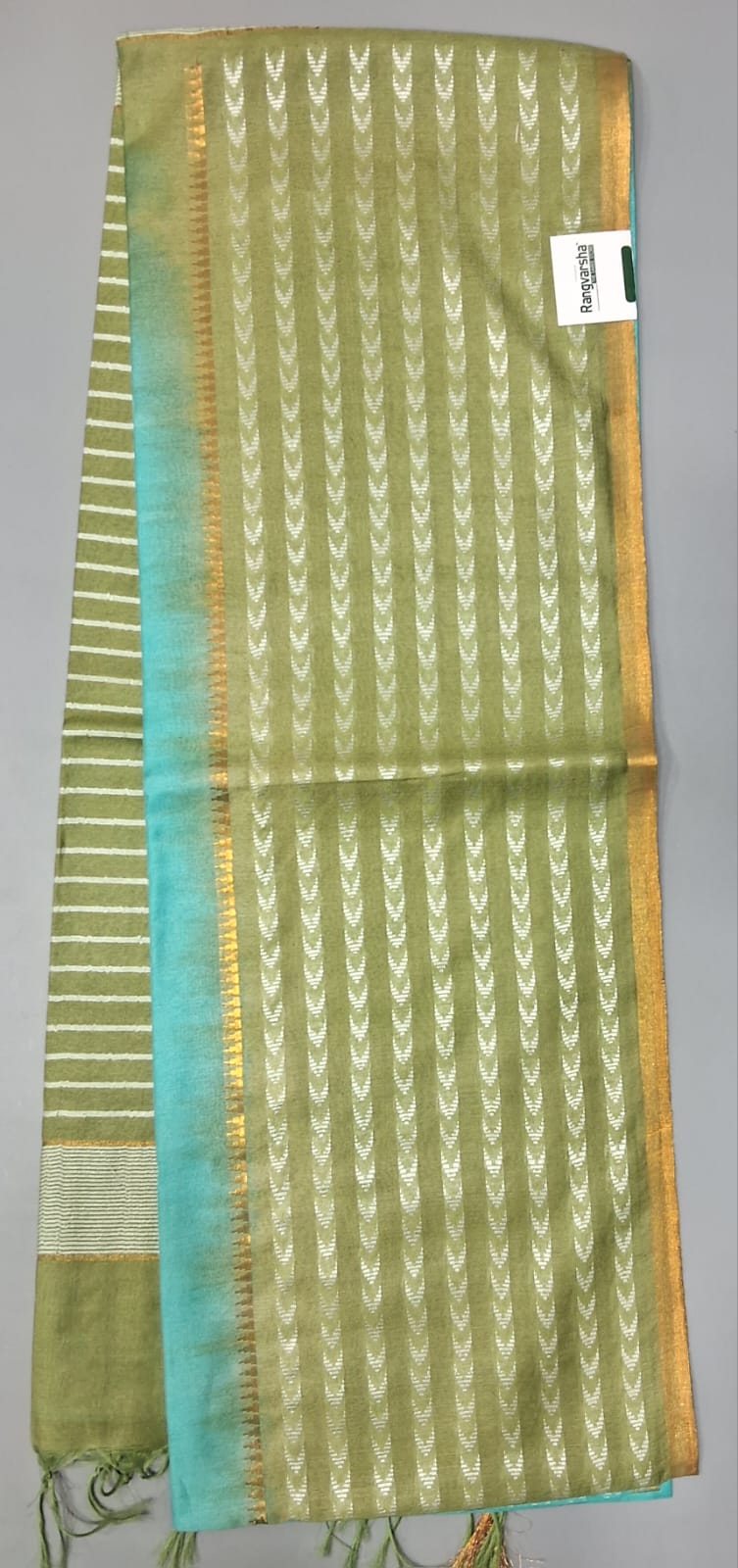 Aqua Blue Bamboo Silk Saree