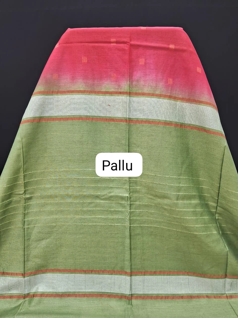 Reddish pink Bamboo Silk Saree pallu