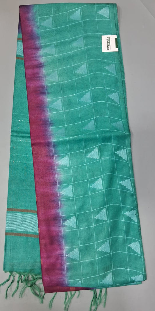 Raspberry pink Bamboo Silk Saree
