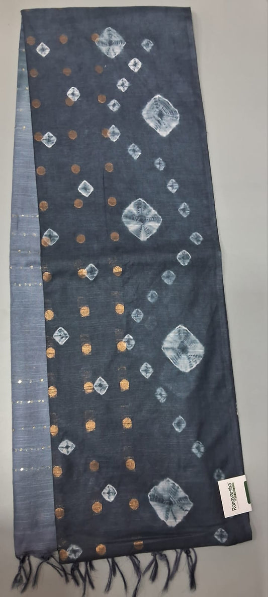 Dark Grey Bamboo Silk Saree 