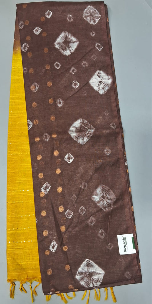 Brown Bamboo Silk Saree