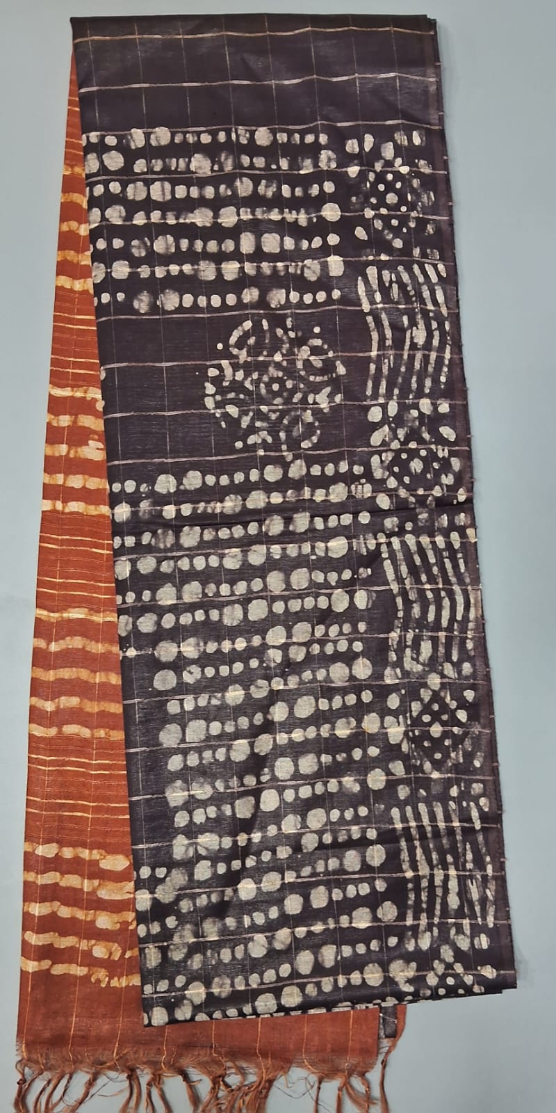 Dark Brown Bamboo Silk Saree 