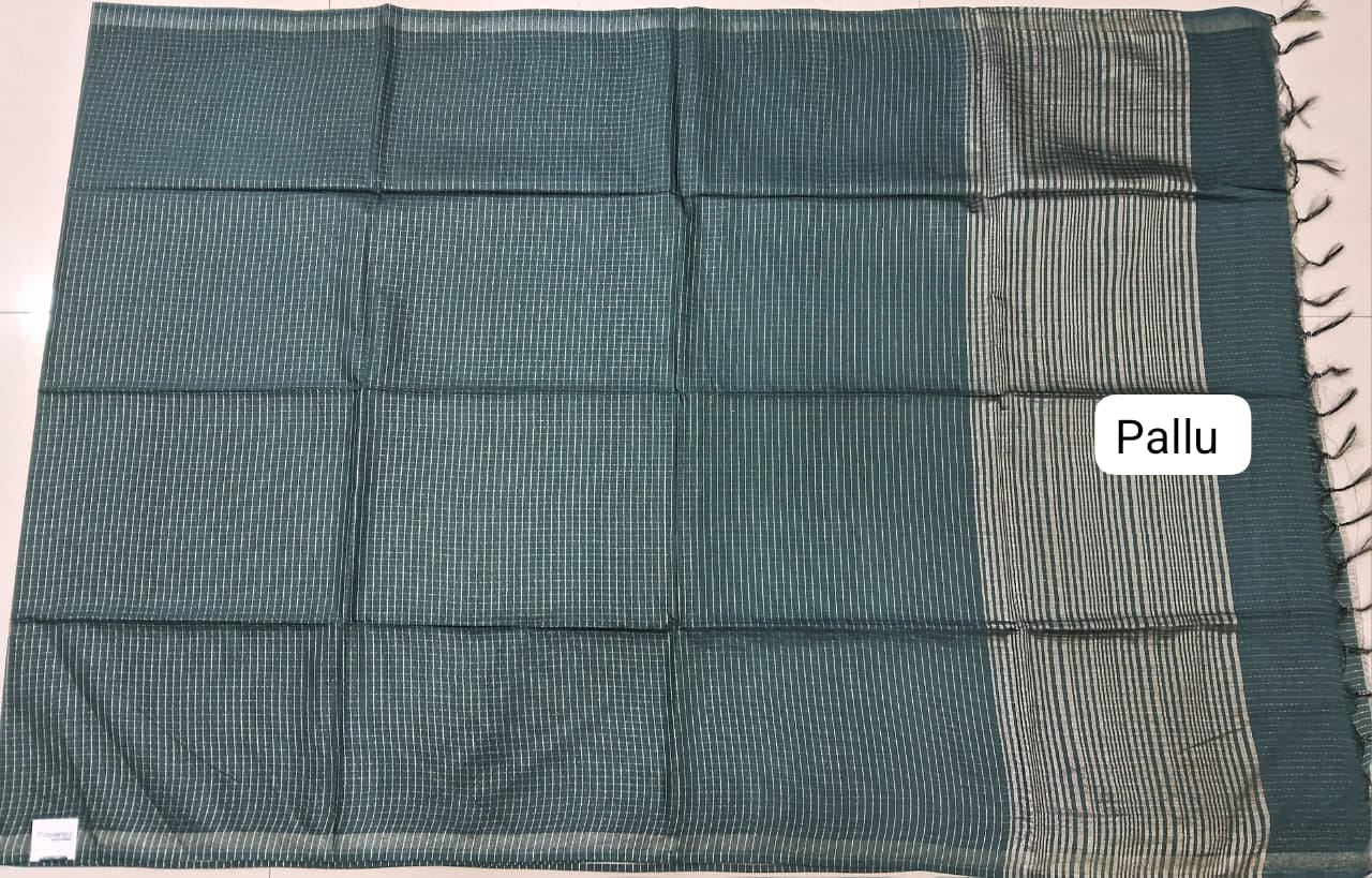 Green Bamboo Silk Saree Pallu