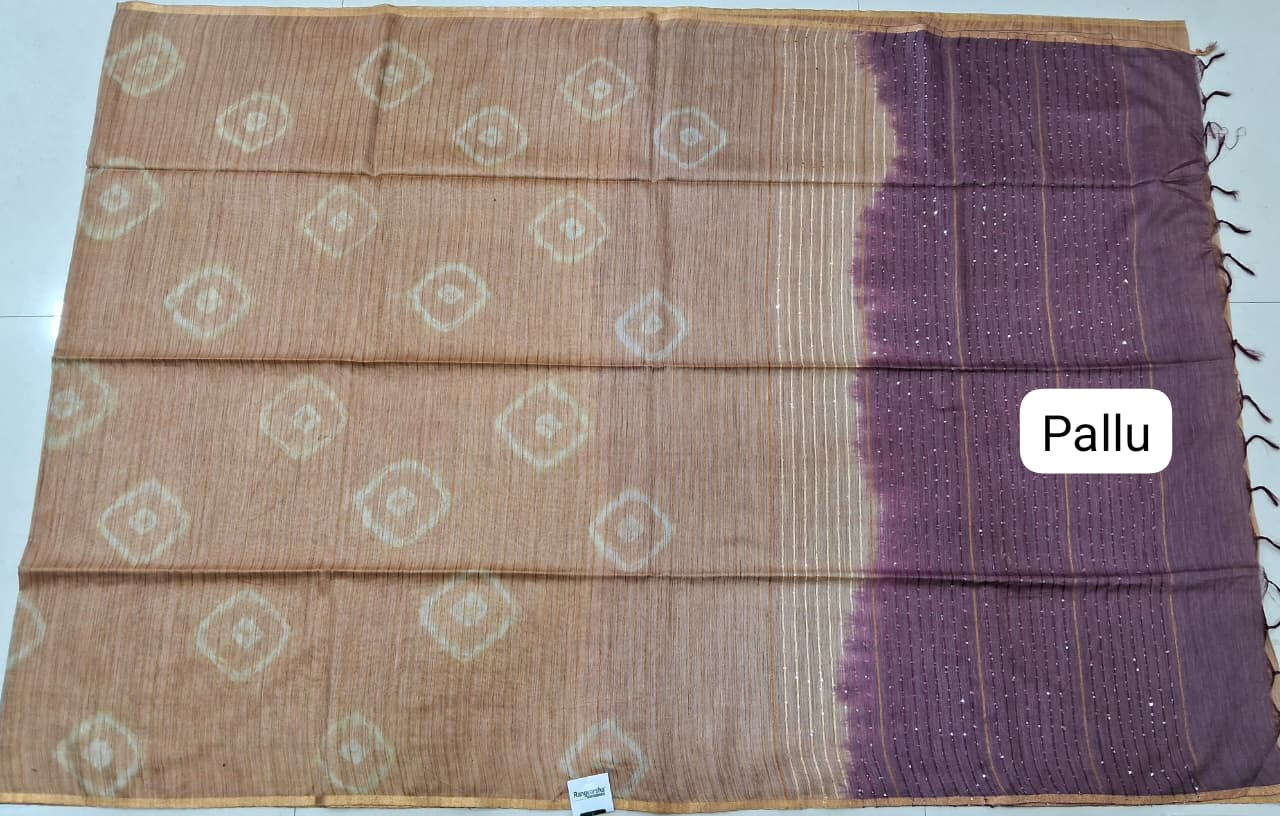 Cream Bamboo Silk Saree Pallu
