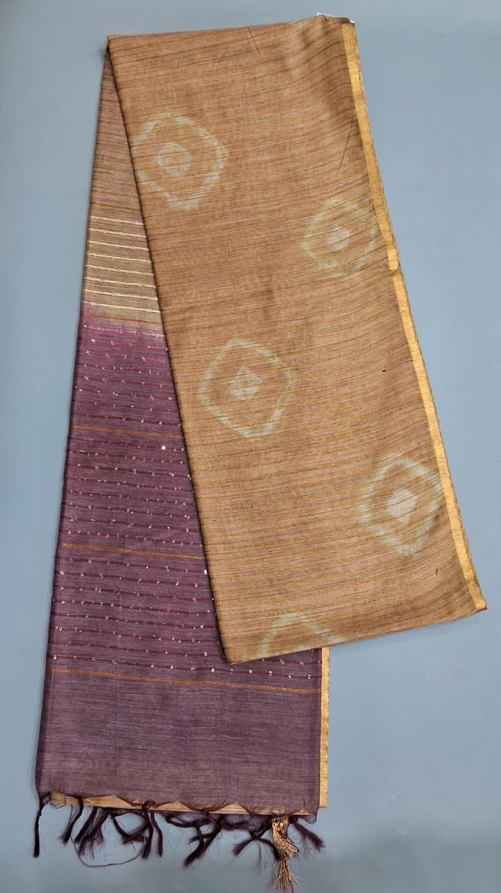 Cream Bamboo Silk Saree