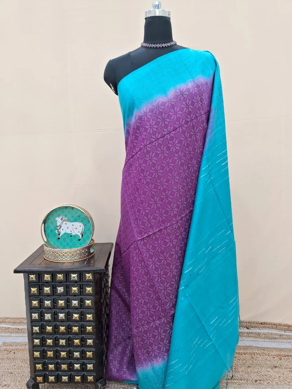 Elegant Purple Bamboo Silk Saree 