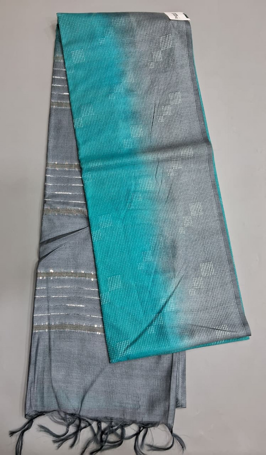 Blue Bamboo Silk Saree