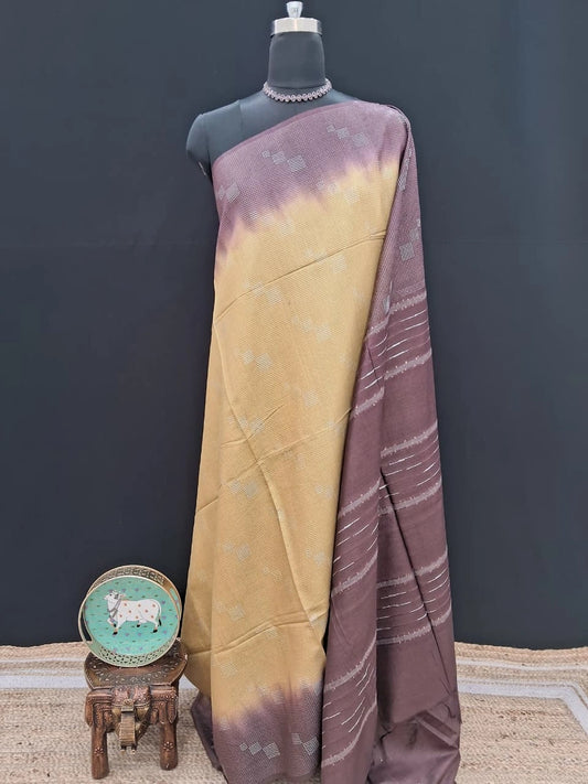 Vibrant Yellow Bamboo Silk Saree 