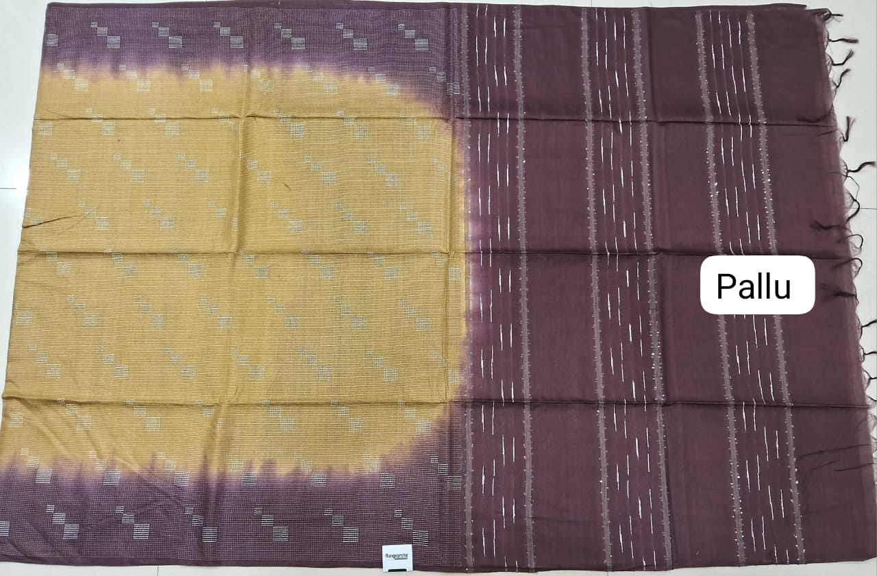 Vibrant Yellow Bamboo Silk Saree Pallu