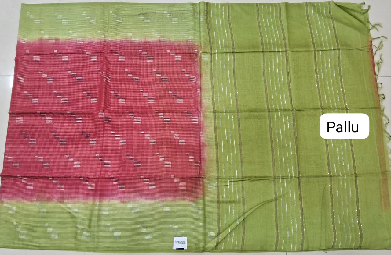 Red Bamboo Silk Saree pallu