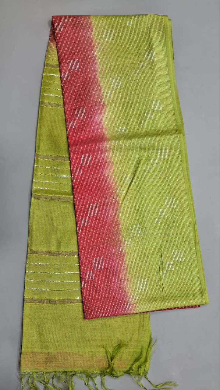 Red Bamboo Silk Saree