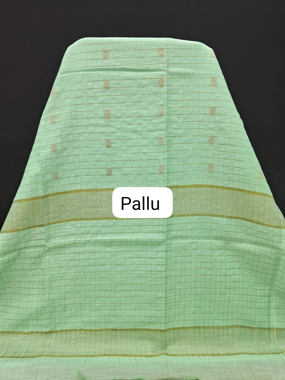 Graceful Mint Green Bamboo Silk Saree pallu