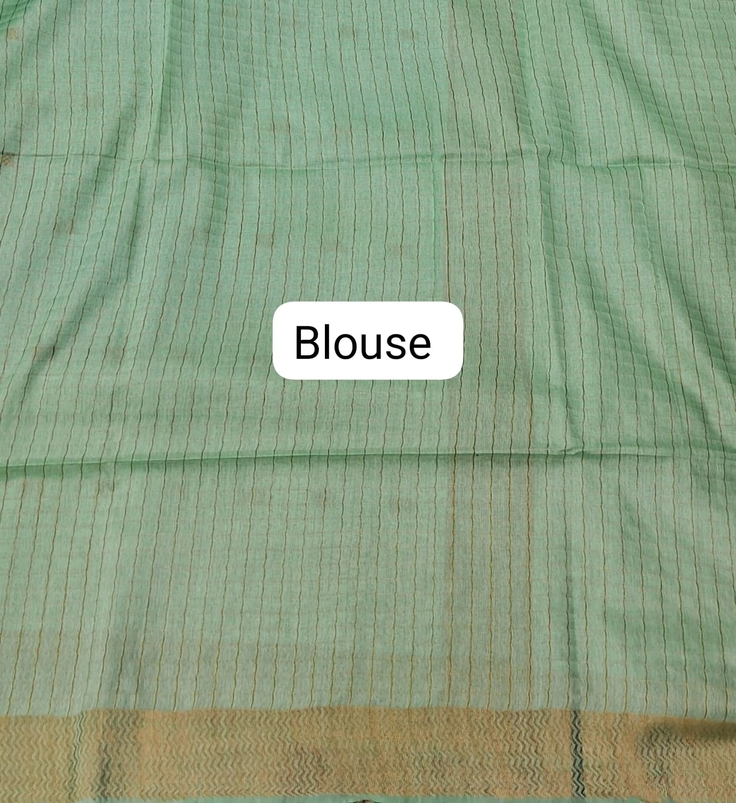 Graceful Mint Green Bamboo Silk Saree blouse