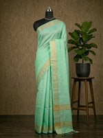 Graceful Mint Green Bamboo Silk Saree 