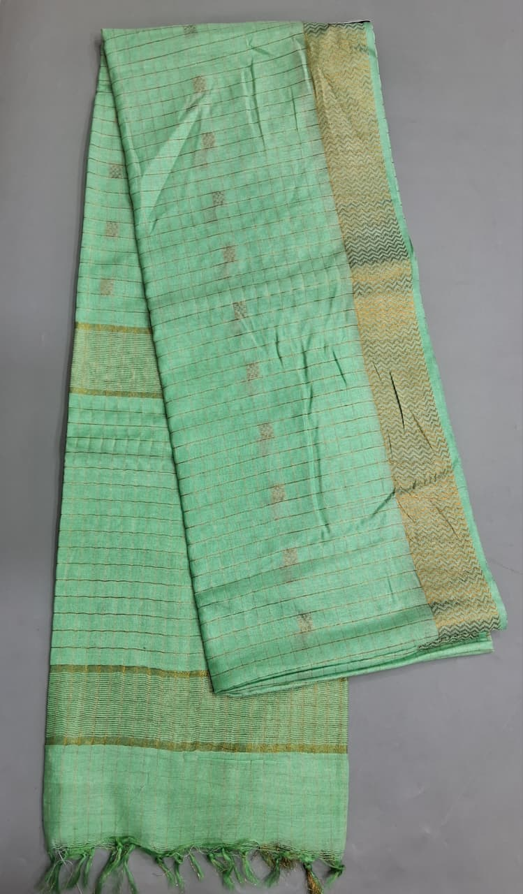 Mint Green Bamboo Silk Saree 