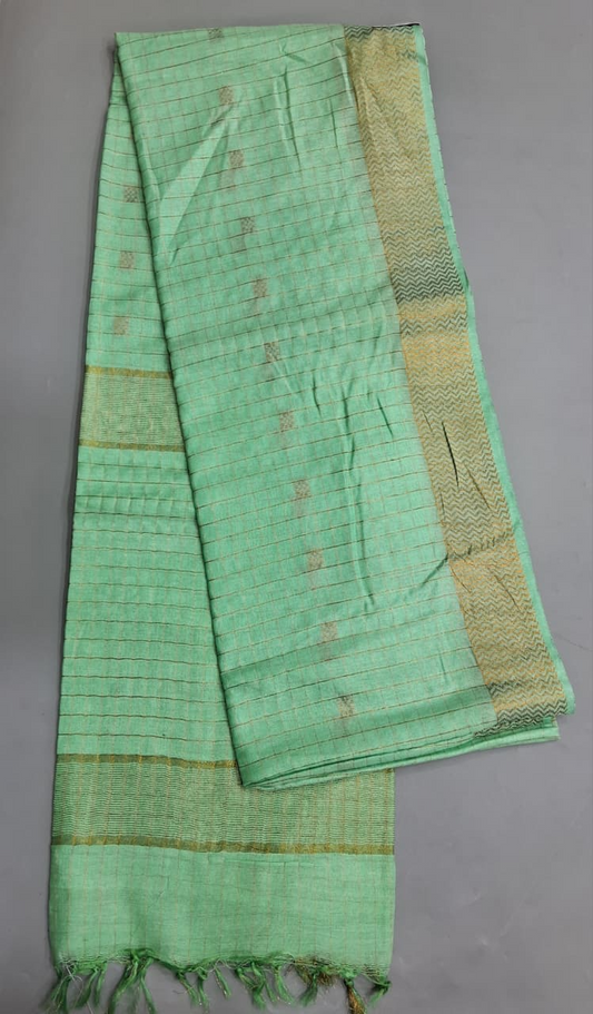 Mint Green Bamboo Silk Saree 