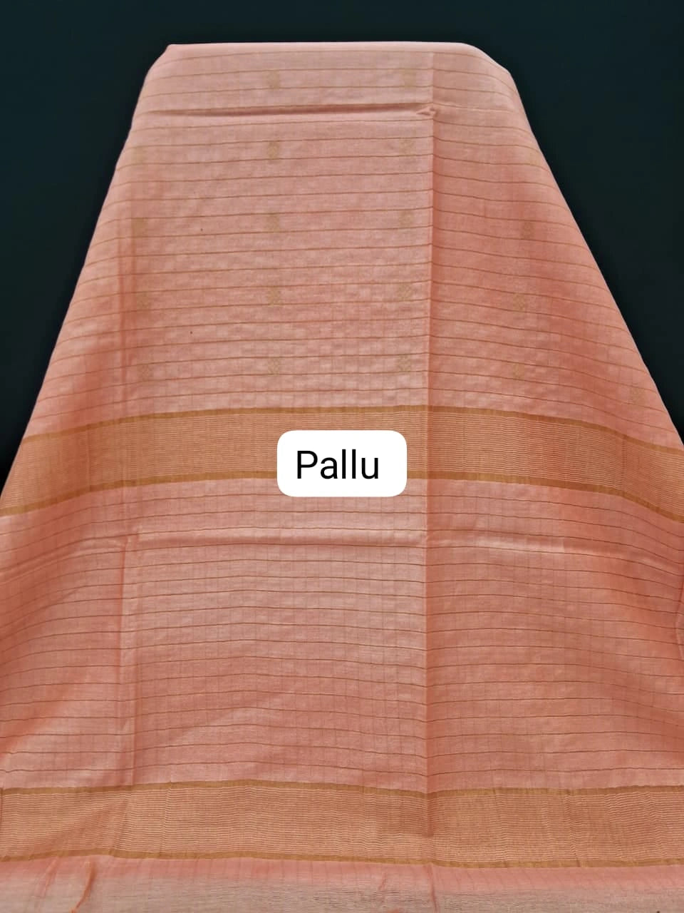 Beautiful Peach Bamboo Silk Saree pallu