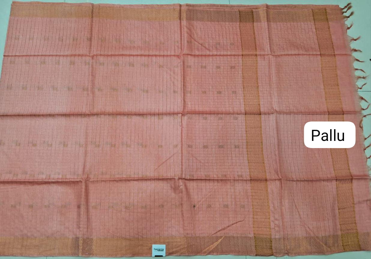 Peach Bamboo Silk Saree Pallu