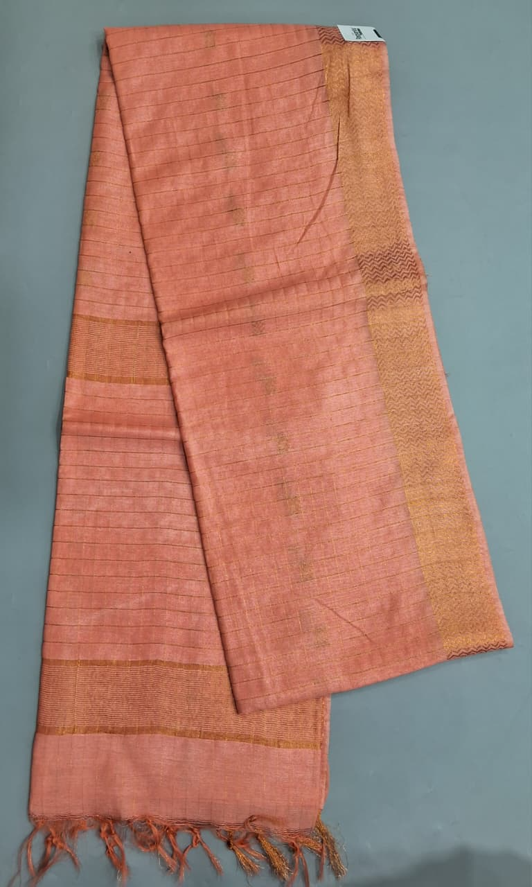 Peach Bamboo Silk Saree 
