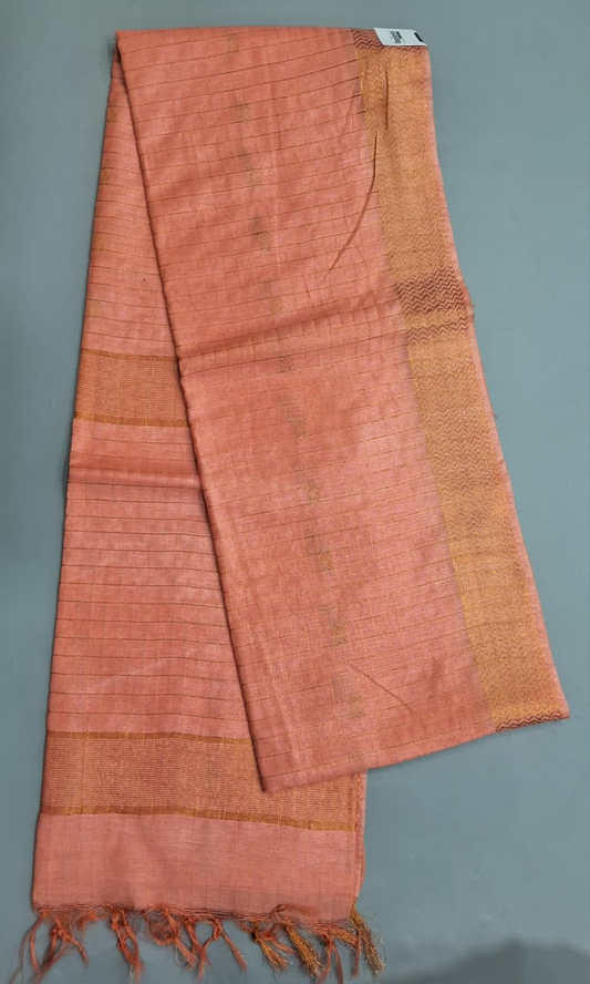 Peach Bamboo Silk Saree 