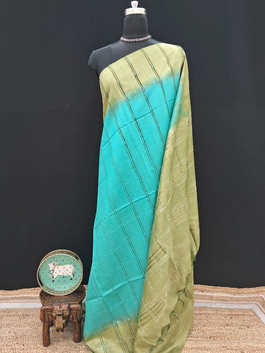 Classic Blue Bamboo Silk Saree 