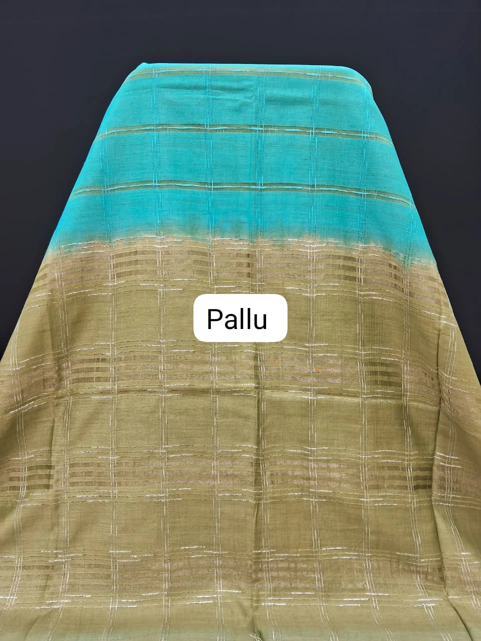 Classic Blue Bamboo Silk Saree pallu