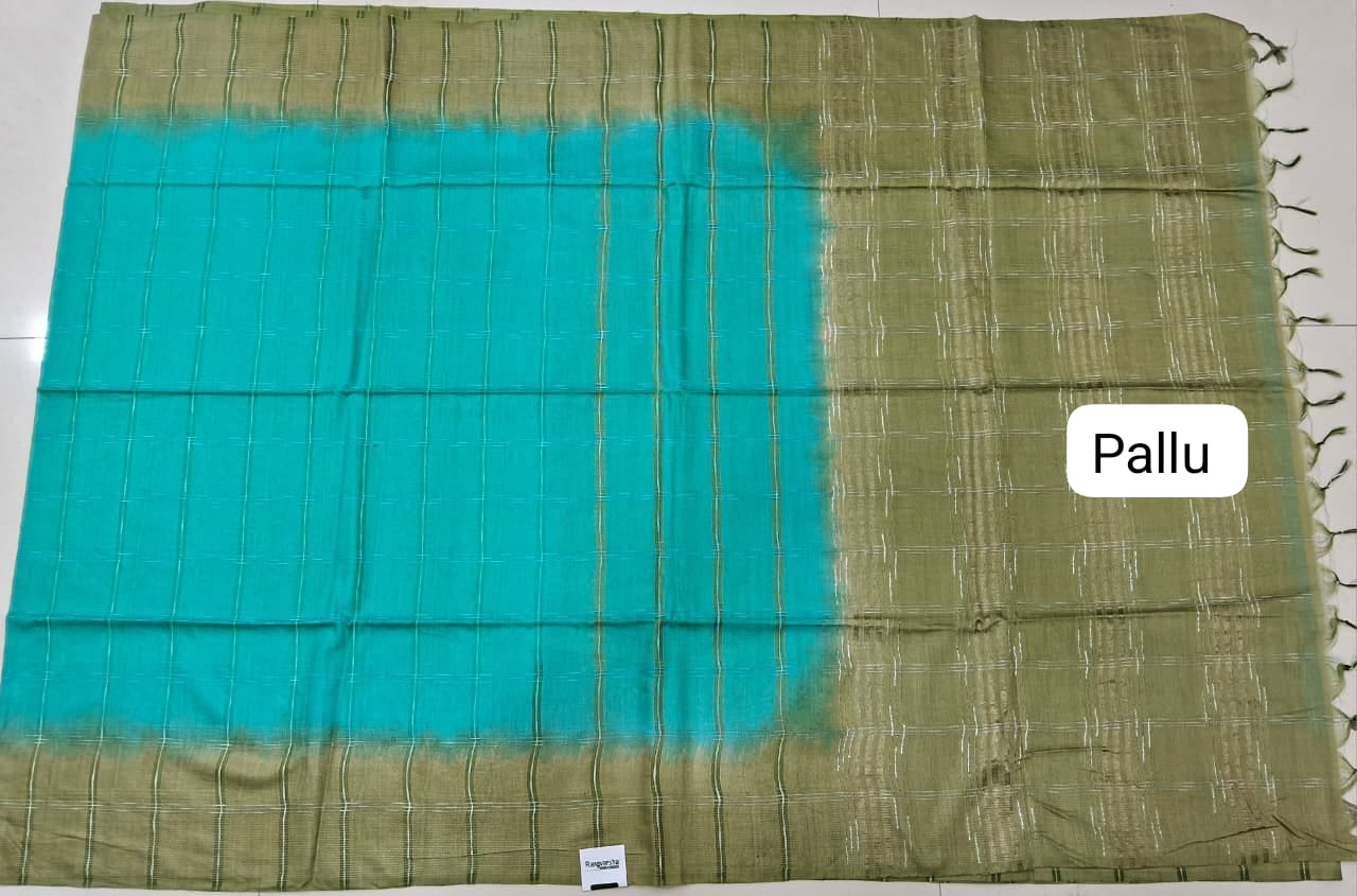 Classic Blue Bamboo Silk Saree Blouse