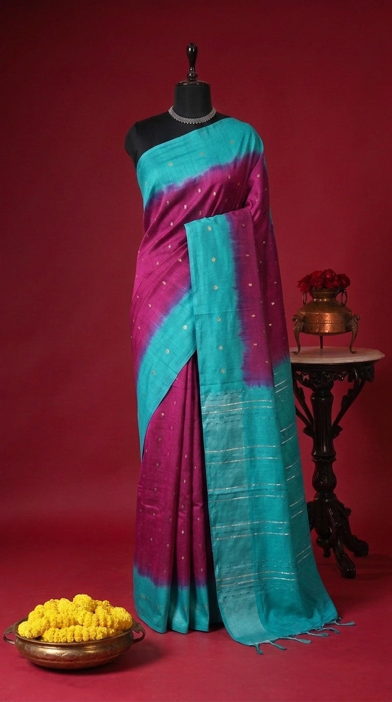 Elegant Drape Maroon Bamboo Silk Saree 