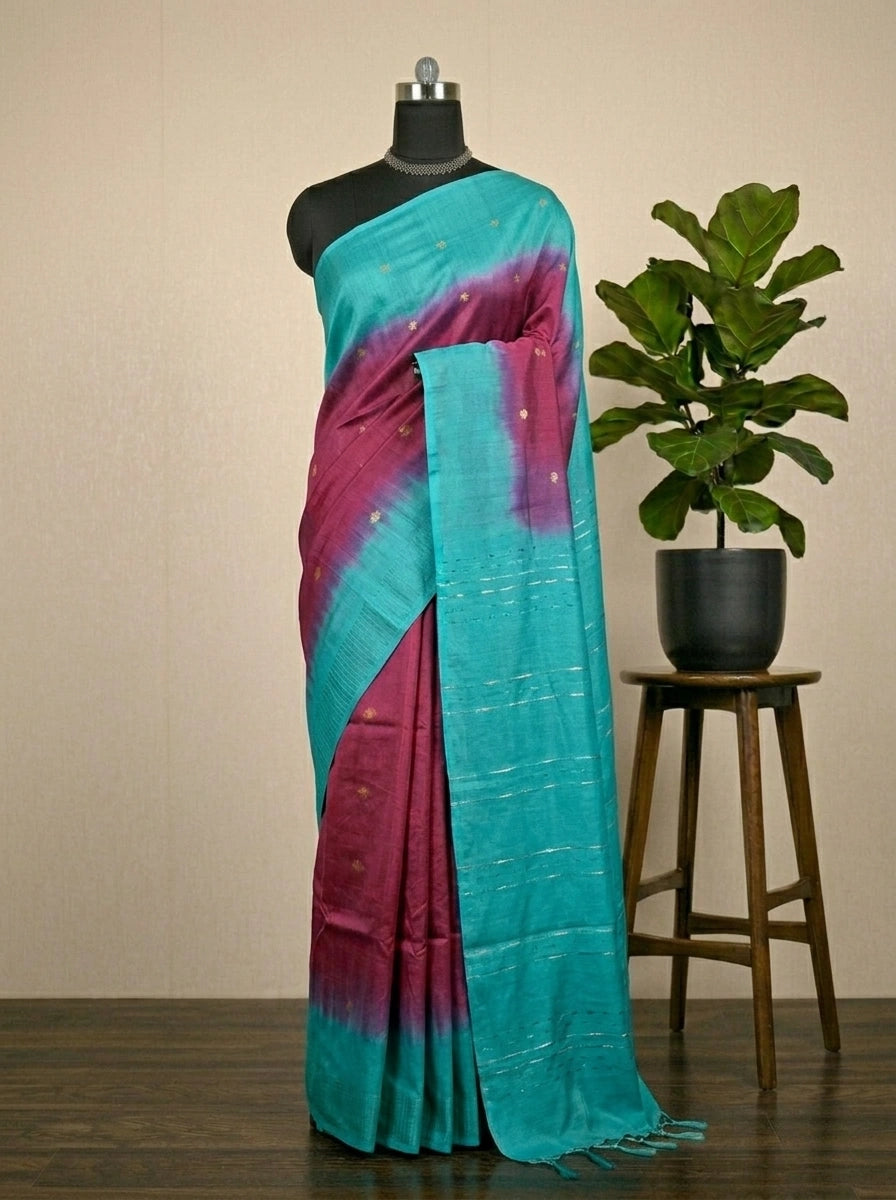Elegant Drape Maroon Bamboo Silk Saree 