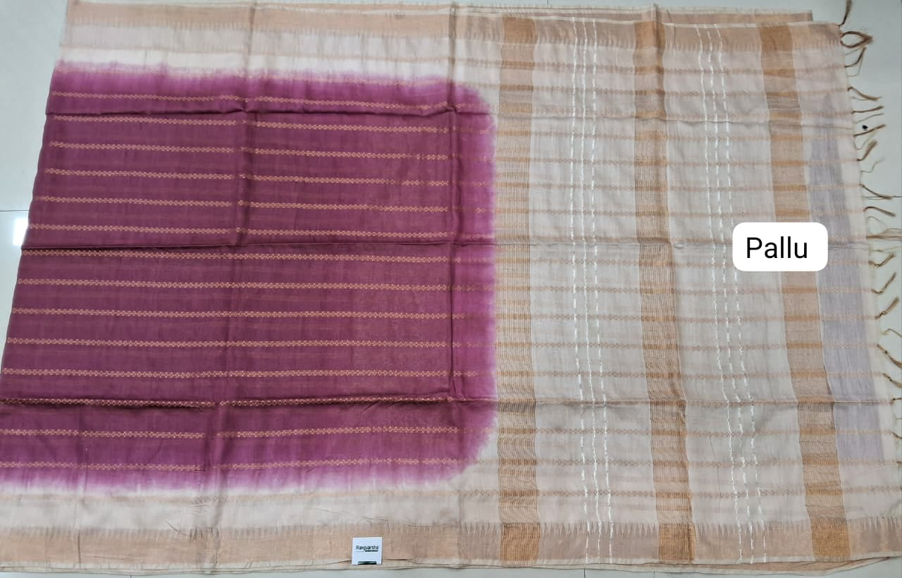 Wine Bamboo Silk Saree Pallu