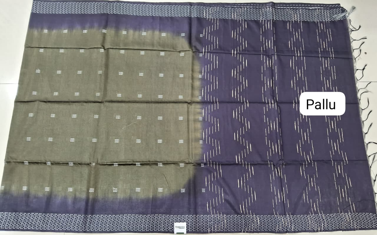 Mehendi Green Bamboo Silk Saree Pallu