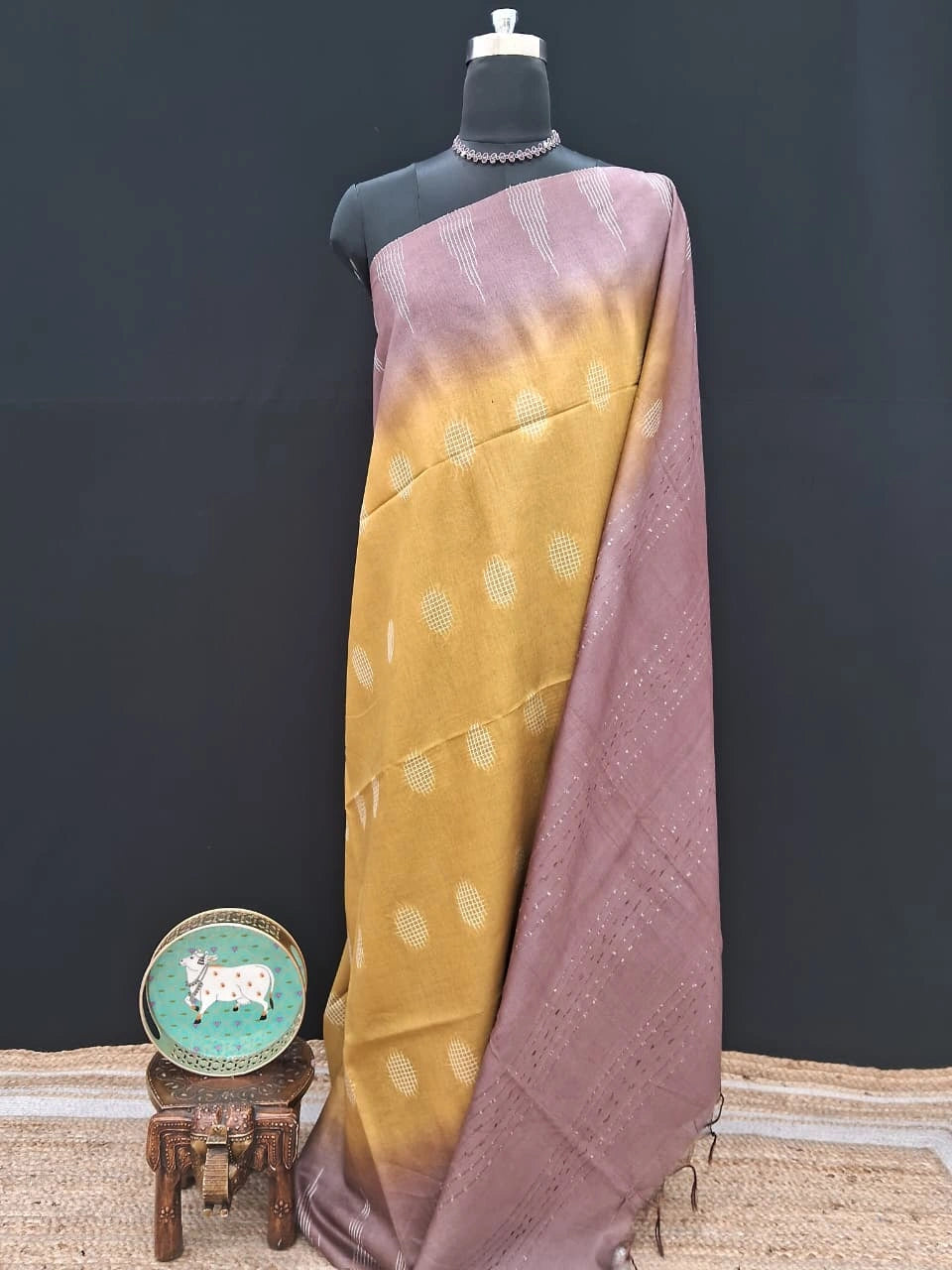 Luxury Mango Yellow Bamboo Silk Saree 