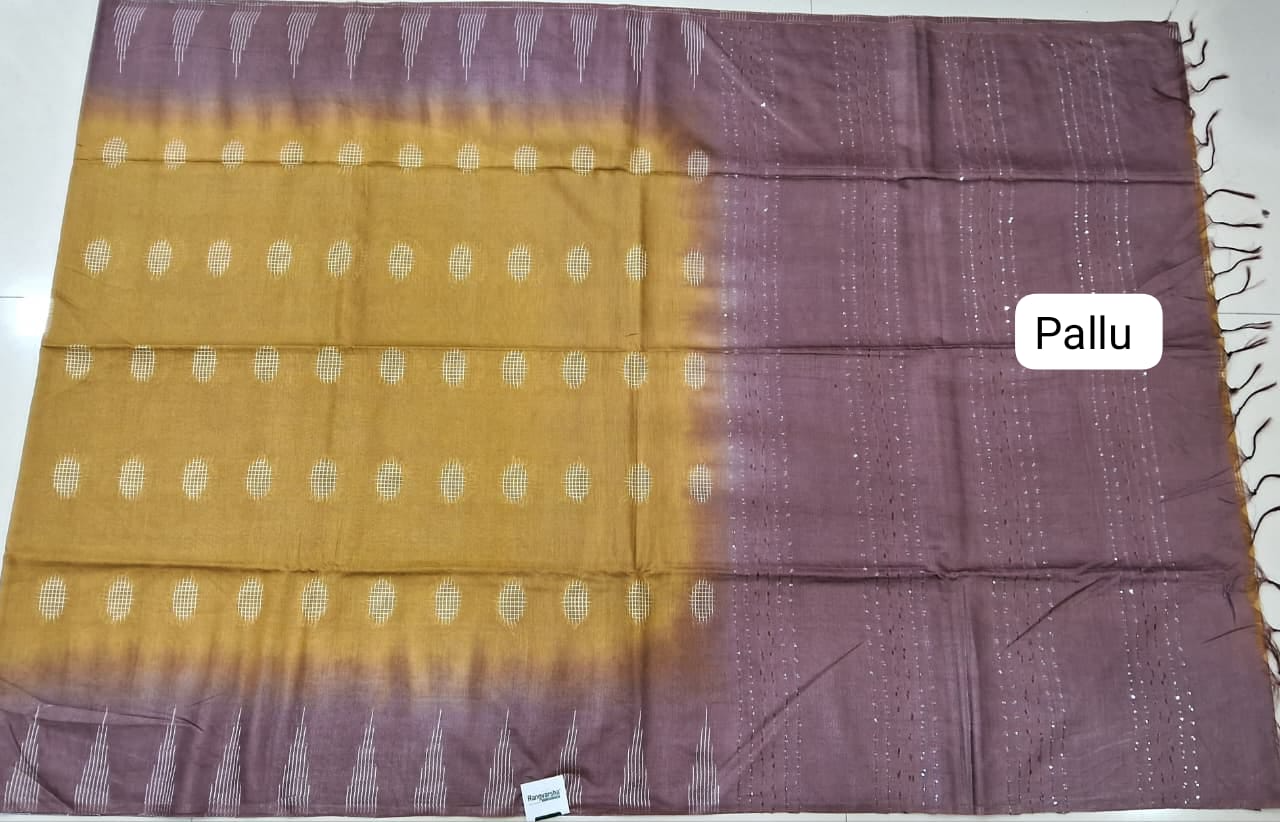 Mango Yellow Bamboo Silk Saree Pallu