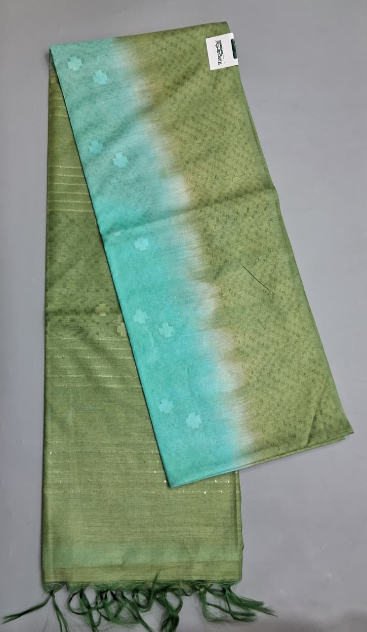 Sea Blue Bamboo Silk Saree 