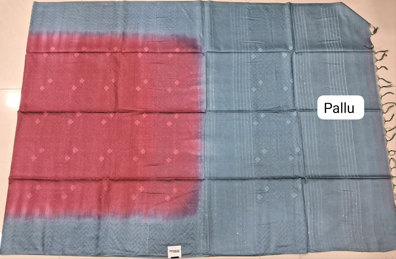 Rust Red Bamboo Silk Saree Pallu