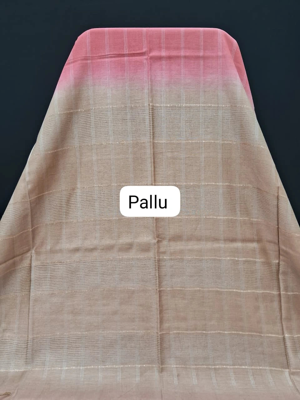 Peach Pink Bamboo Silk Saree pallu