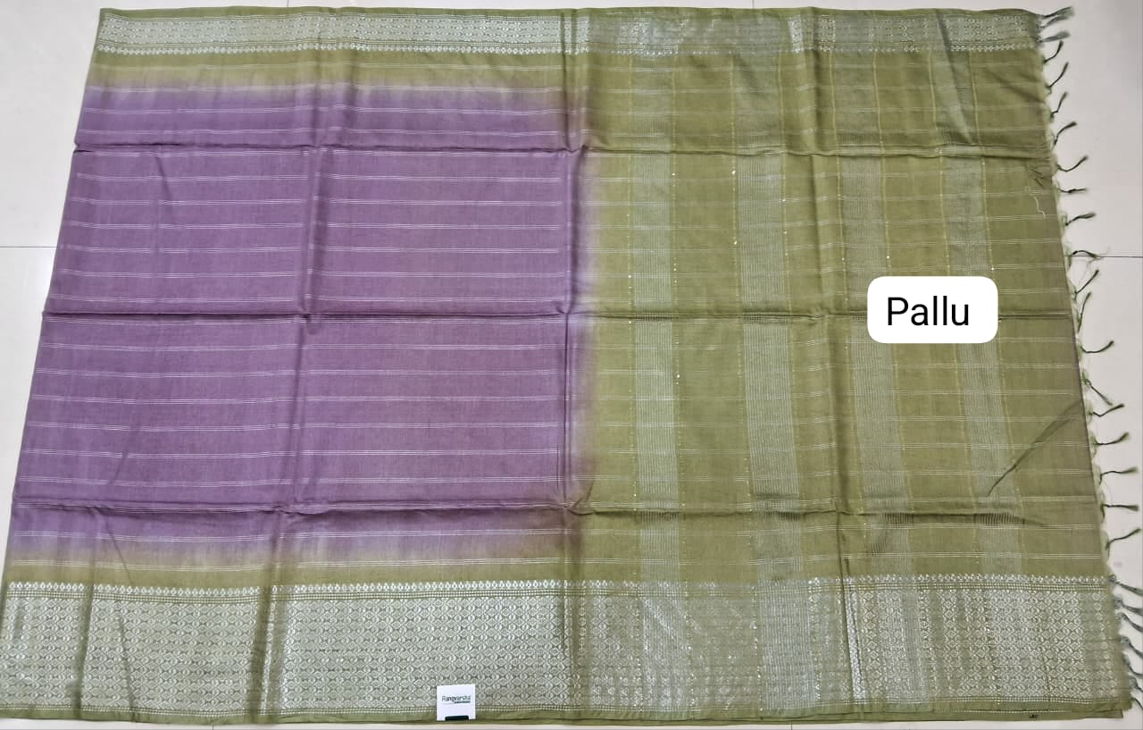 Lavender Bamboo Silk Saree Pallu