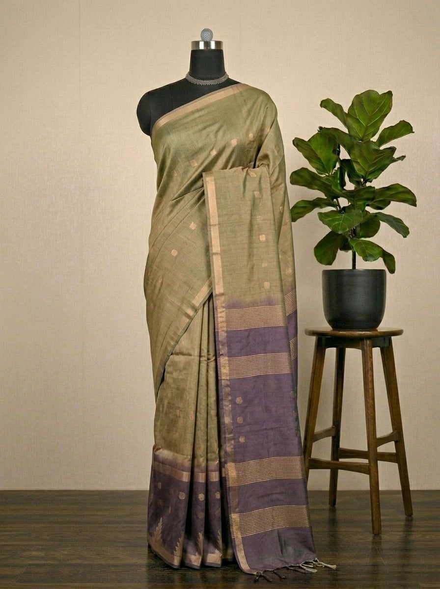 Traditional Mehendi Green Bamboo Silk Saree 